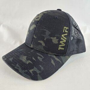 TWAR Camo Trucker Hat Snapback Mesh Back Adjustable Black Green Yupoong Casual
